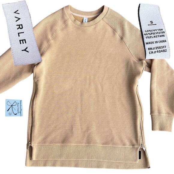 Varley Manning Ribbed Crew Side-Zip Pullover Tunic Sweatshirt Sz S - Picture 1 of 6